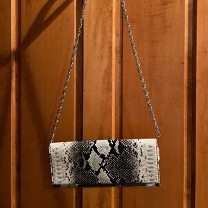 White House Black Market Snakeskin Clutch with Chain